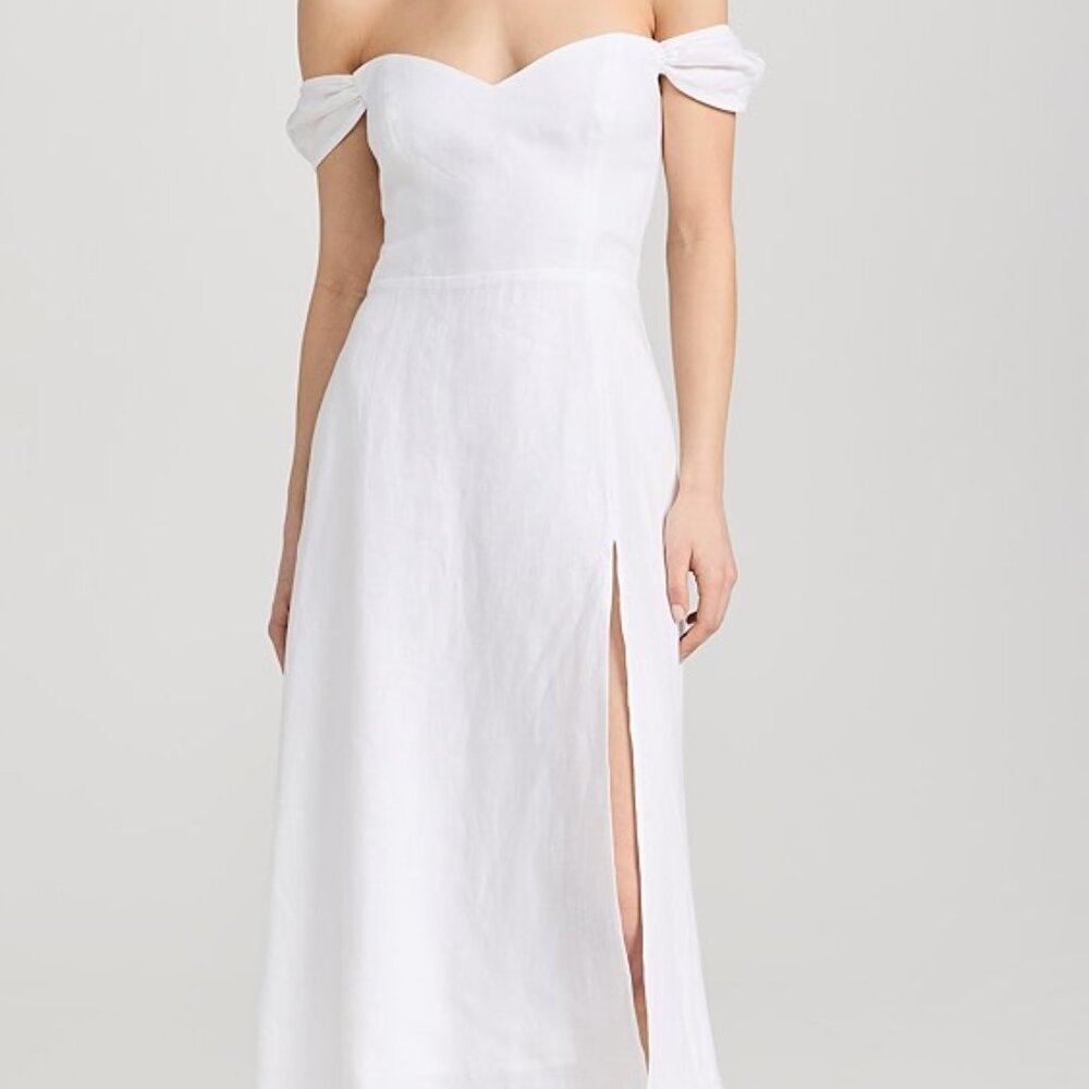 Reformation Bridgton Linen Dress in white, Size 8, dry cleaned